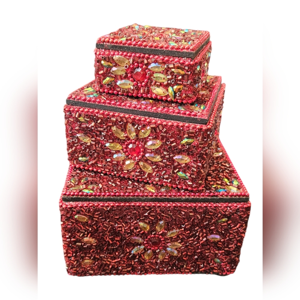 Red and Gold Bead Boxes